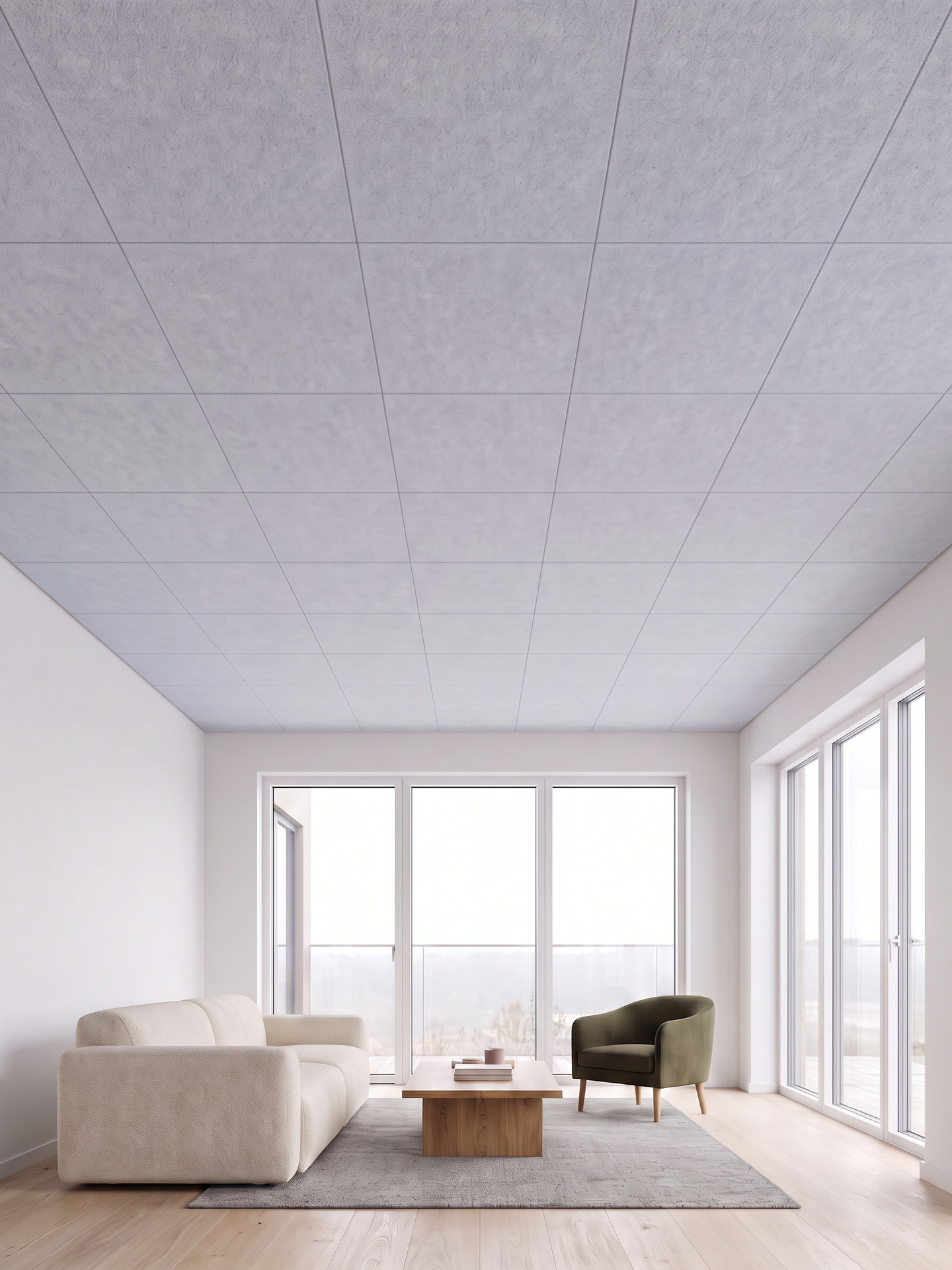 Akustikloft 600 × 600 mm – Grå